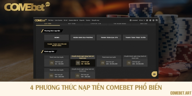 Nạp tiền vào tài khoản siêu dễ dàng với nhiều lựa chọn